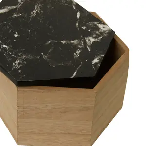 Maison by Premier Mimo Black Marble Effect Hexagonal Trinket Box