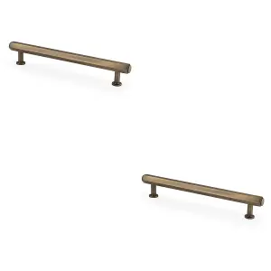 2 PACK - Industrial Hex T Bar Pull Handle - Antique Brass 160mm Centres Kitchen Cabinet