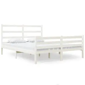 Berkfield Bed Frame White Solid Wood Pine 120x190 cm 4FT Small Double