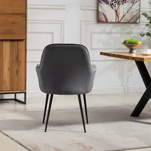 Carrara Velvet Dining Chairs - Set of 2 - Grey