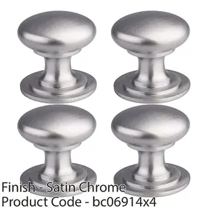 4 PACK - Victorian Tiered Door Knob - 50mm Satin Chrome Cabinet Pull Handle Round Rose