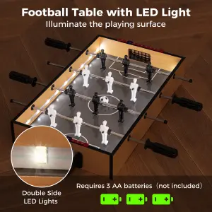 COSTWAY 51cm Foosball Table Mini Football Table w/ LED Lights Compact Game Table