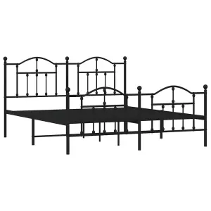 Berkfield Metal Bed Frame with Headboard and Footboard Black 183x213 cm