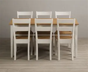 Kendal 150cm Solid Oak And Cream Painted Dining Table With 4 Oak Kendal Chairs