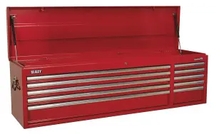 Sealey Topchest 10 Drawer with Ball-Bearing Slides Heavy-Duty - Red AP6610