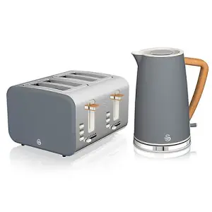 Swan Nordic Slate Grey 1.7 Litre Cordless Kettle and 4 Slice Toaster