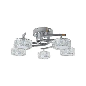 Dilan 5-Light LED Polished Chrome Semi-Flush Ceiling Light