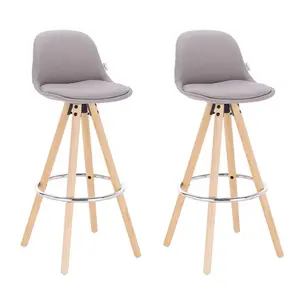 Ayala Upholstered Counter Stool with Solid Wood Frame (Set of 2) Light Grey