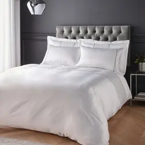 Deco Sequin Duvet Cover Set White / Kingsize Duvet Cover + 2 Standard Pillowcases