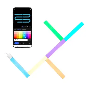 ValueLights Smart RGBIC Light Bars Kit, DIY Customizable Shape LED Colour Changing Wall Panel Lights with App Control, Set of 6