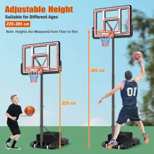 COSTWAY Portable Basketball Hoop 7.4-10 FT Adjustable Basketball Goal System