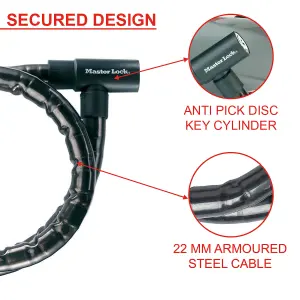 Master Lock Steel Cable lock (L)2m (Dia)22mm