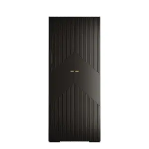 Black Manhattan II Modern Hinged Door Wardrobe W1000mm H2370mm D470mm - 2 Doors, 10 Shelves