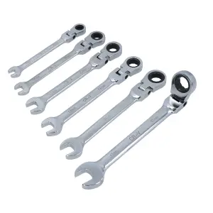 Professional Flexible Head Ratchet Spanners Wrench 6pc Set 8mm - 17mm