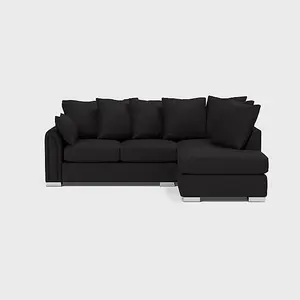 Chiswick Right Hand Facing Corner Sofa with Footstool Black