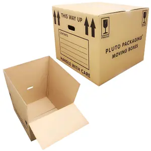 10 x Extra Large Printed 21x21x16" House Moving Storage Boxes With Built In Carry Handles & Room List