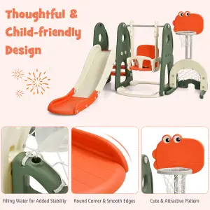 Costway Toddler Slide and Swing Set 6 in 1 Kids Climber Basketball Football Golf Playset