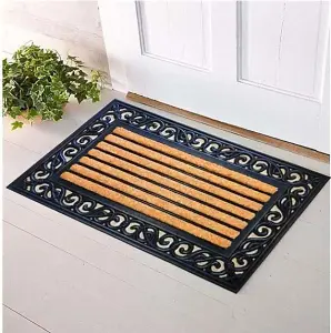 Trendi Karina Heavy Duty Rubber Coir Door Mat Brown 45x75 cm Outdoor Door Mat Non-Slip Safety Mat Rectangular