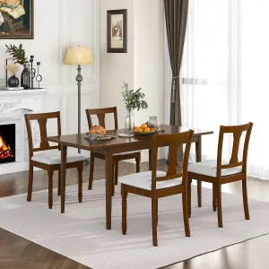 Costway Set of 2 Wooden Dining Chairs Kitchen Upholstered Accent Chair W/ Storage Space