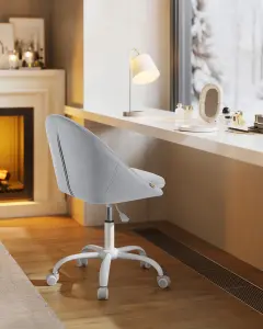 SONGMICS Office Chair, Swivel Chair, Desk Chair, Velvet, Foam Padding, Adjustable Height, for Home Office, Study, Dove Grey