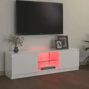 Labonte  TV Cabinet with LED Lights 120x30x35,5 cm High Gloss White