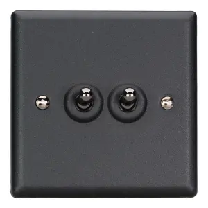 Varilight 2-Gang 2-Way 10A Toggle Switch Matt Black