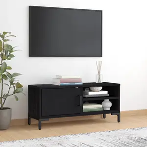 Berkfield TV Cabinet Black 90x30x40 cm Solid Pinewood