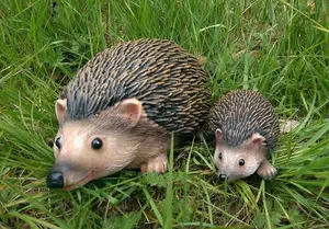 2pc Hedgehog Garden Ornaments Set