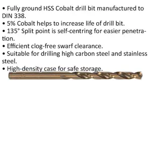 5 Pack 10mm HSS Cobalt Drill Bits for Precision Drilling