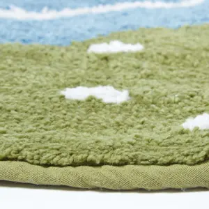 Homescapes Cotton Tufted Washable Green Bird Kids Rug