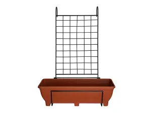 Balcony/Fence Holder - Plain Trellis Back Planter Holder - Terracotta