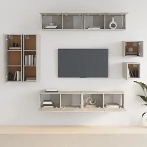 Berkfield 8 Piece TV Cabinet Set Concrete Grey Engineered Wood