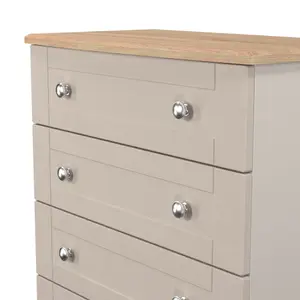 Sussex Ready assembled Beige & oak 4 Drawer Chest (H)882mm (W)765mm (D)415mm