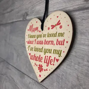 Red Ocean Mummy Mum Gifts For Daughter And Son Wooden Heart Birthday Christmas Gift Keepsake