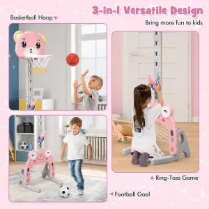 Costway 3-in-1 Kids Basketball Hoop Stand Set Ring Toss Portable Sport Activity Center