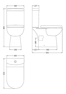 Dezine Tamar Close Coupled Toilet with Soft Close Seat