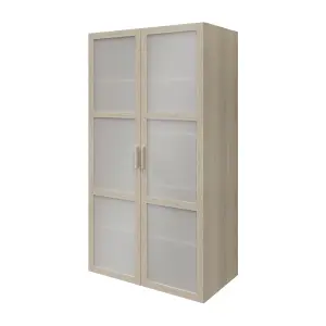 GoodHome Atomia Freestanding Oak effect Particle board Mirrored Wardrobe (H)1875mm (W)1000mm (D)580mm