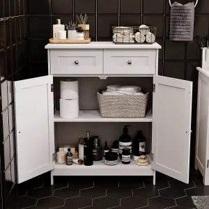 Bath Vida Priano White 2 Drawer 2 Door Freestanding Bathroom Cabinet