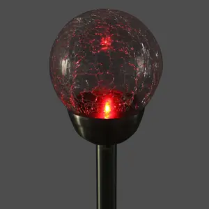 Blooma Silver Stainless steel effect Crackled ball Solar-powered Integrated LED Outdoor Stake light