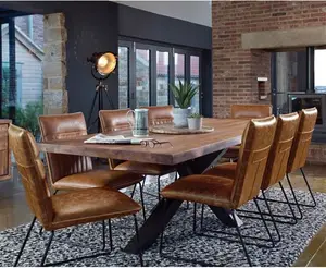 Harrington Oak 240cm Dining Table & 8 Clarence Tan Chairs