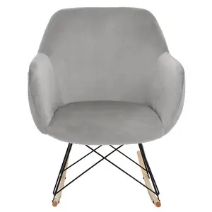 Interiors by Premier Small Grey Velvet Rocking Chair, Versatile Velvet Desk Chair, Backrest Velvet Armchair, Accent Armchair