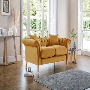 Sofas Express Tulip Ochre Yellow Velvet  2 Seater Sofa