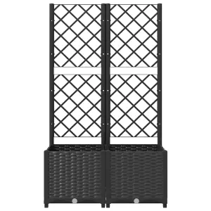 Berkfield Garden Planter with Trellis Black 80x40x136 cm PP