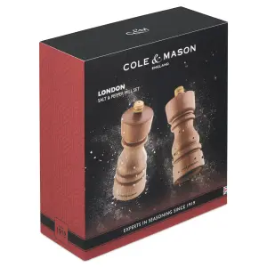 Cole & Mason London Beech Wood Salt & Pepper Mill Set 130mm