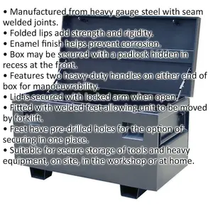 Heavy Duty Steel Tool Storage Box - 1220mm x 610mm x 700mm - Secure Locking Chest for Tools