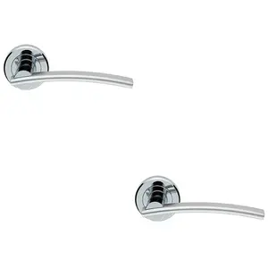 2 PACK - PAIR Arched Slim Bar Door Handle on Round Rose Polished & Satin Chrome