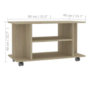 Berkfield TV Cabinet with Castors Sonoma Oak 80x40x40 cm Engineered Wood