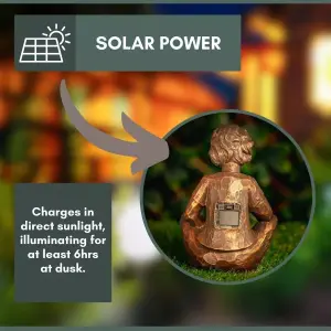 Solar Boy Garden Ornament LED Light Up Lantern Fairy Jar Bottle Outdoor Lighting