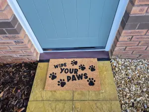 Dirty doggy doormat,wipe your paws coconut husk mat with rubber back 60cm x40cm