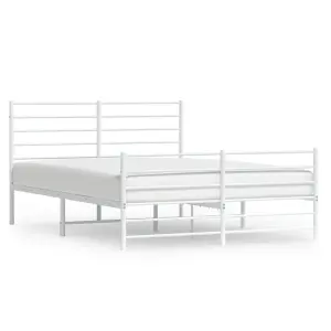 Berkfield Metal Bed Frame with Headboard and Footboard White 120x190 cm 4FT Small Double